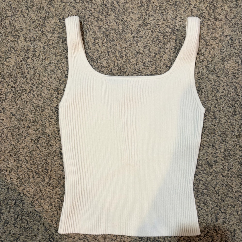 Aritzia Babaton white Ribbed Tank Top